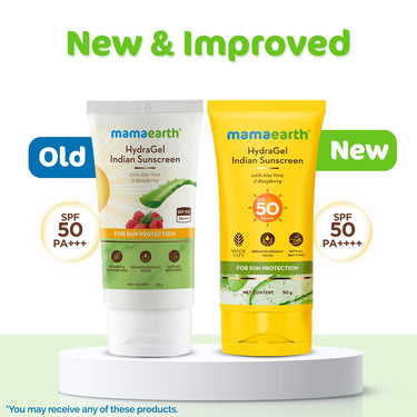 Mamaearth HydraGel Indian Sunscreen with Aloe Vera and Raspberry for Sun Protection | SPF 50 & PA++++ Protection | Shields from UVA & UVB Rays | Tan Protection | Non-Sticky & Light | 50 g